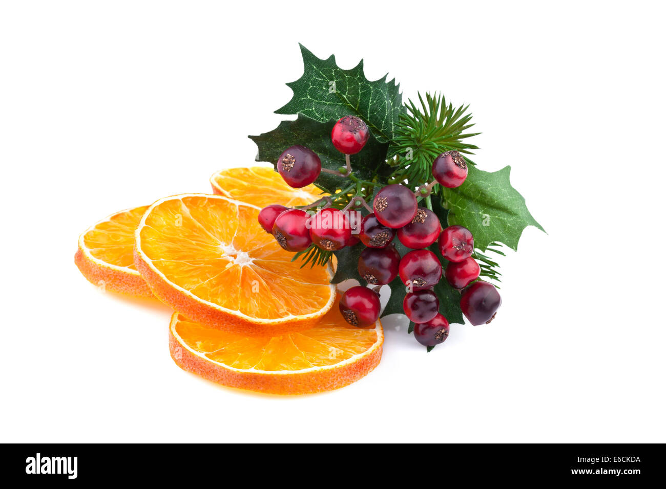orange slices and red berry Stock Photo