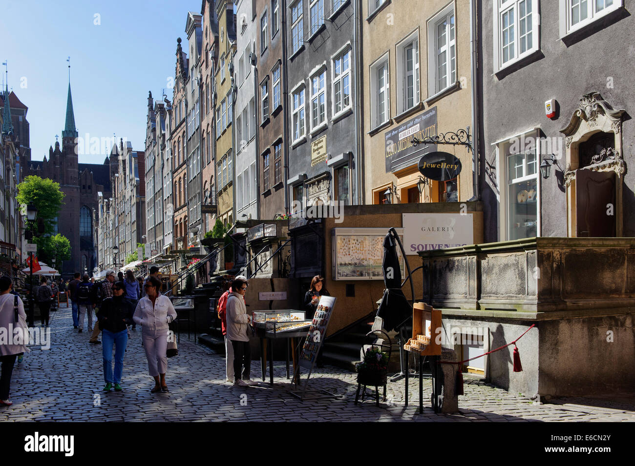 Jewelery and galleries on Mariacka st.  in Gdansk, Poland, Europe Stock Photo