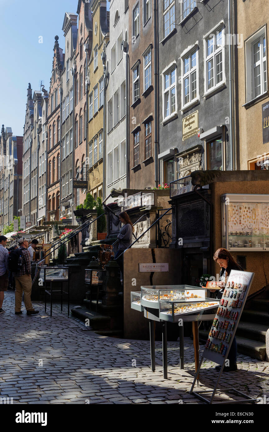 Jewelery and galleries on Mariacka st.  in Gdansk, Poland, Europe Stock Photo