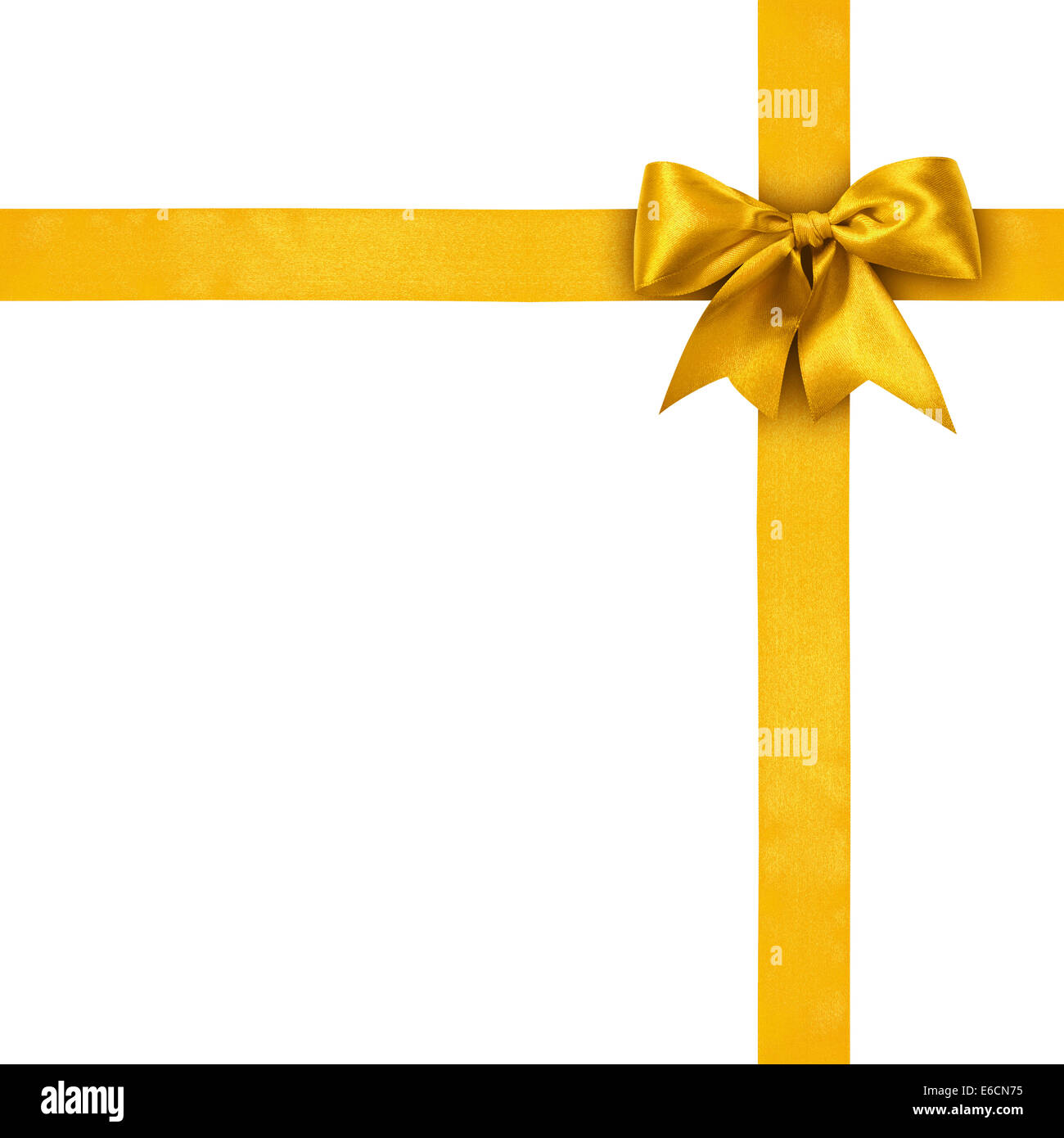 Gold ribbons with bow isolated on white background Stock Photo - Alamy