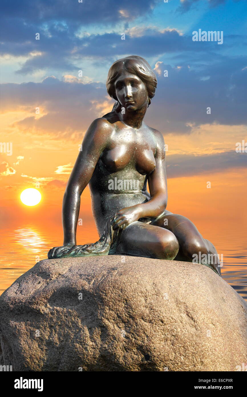 The Little Mermaid Statue, Copenhagen, Denmark Stock Photo