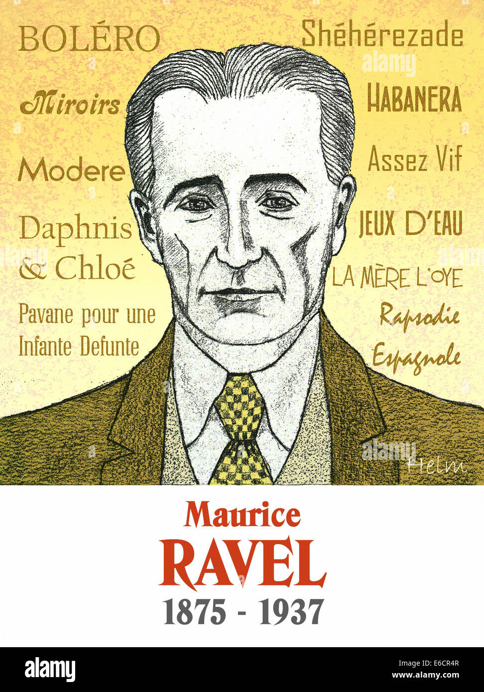 Ravel, French composer, portrait 1875 - 1937 Stock Photo