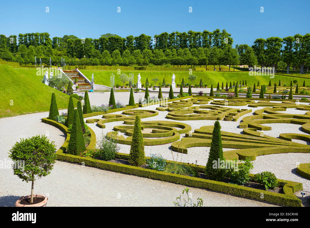 The baroque garden at Frederiksborg Castle, Denmark Stock Photo