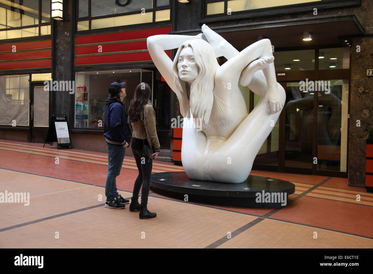 Sculpture of Kate Moss by Marc Quinn called Sphinx which is located at Clarion Collection Hotel Folketeatret in Oslo Stock Photo