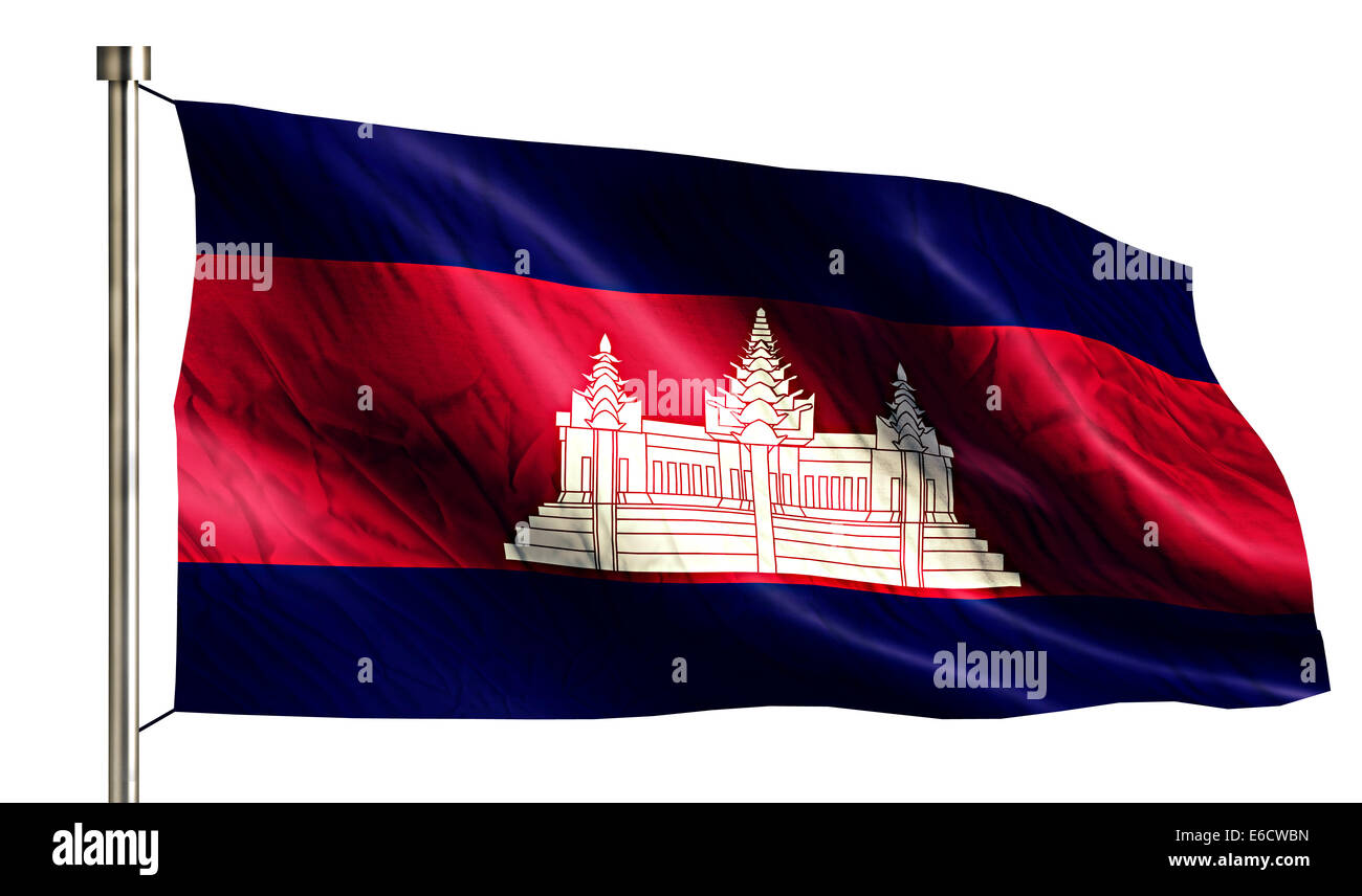 Cambodia National Flag Isolated 3D White Background Stock Photo