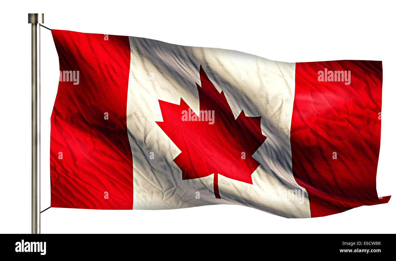 Canada National Flag Isolated 3D White Background Stock Photo