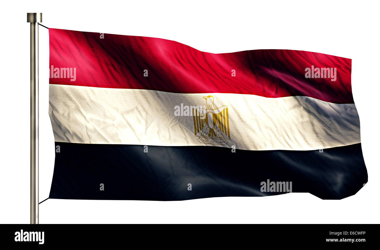 Egypt National Flag Isolated 3D White Background Stock Photo