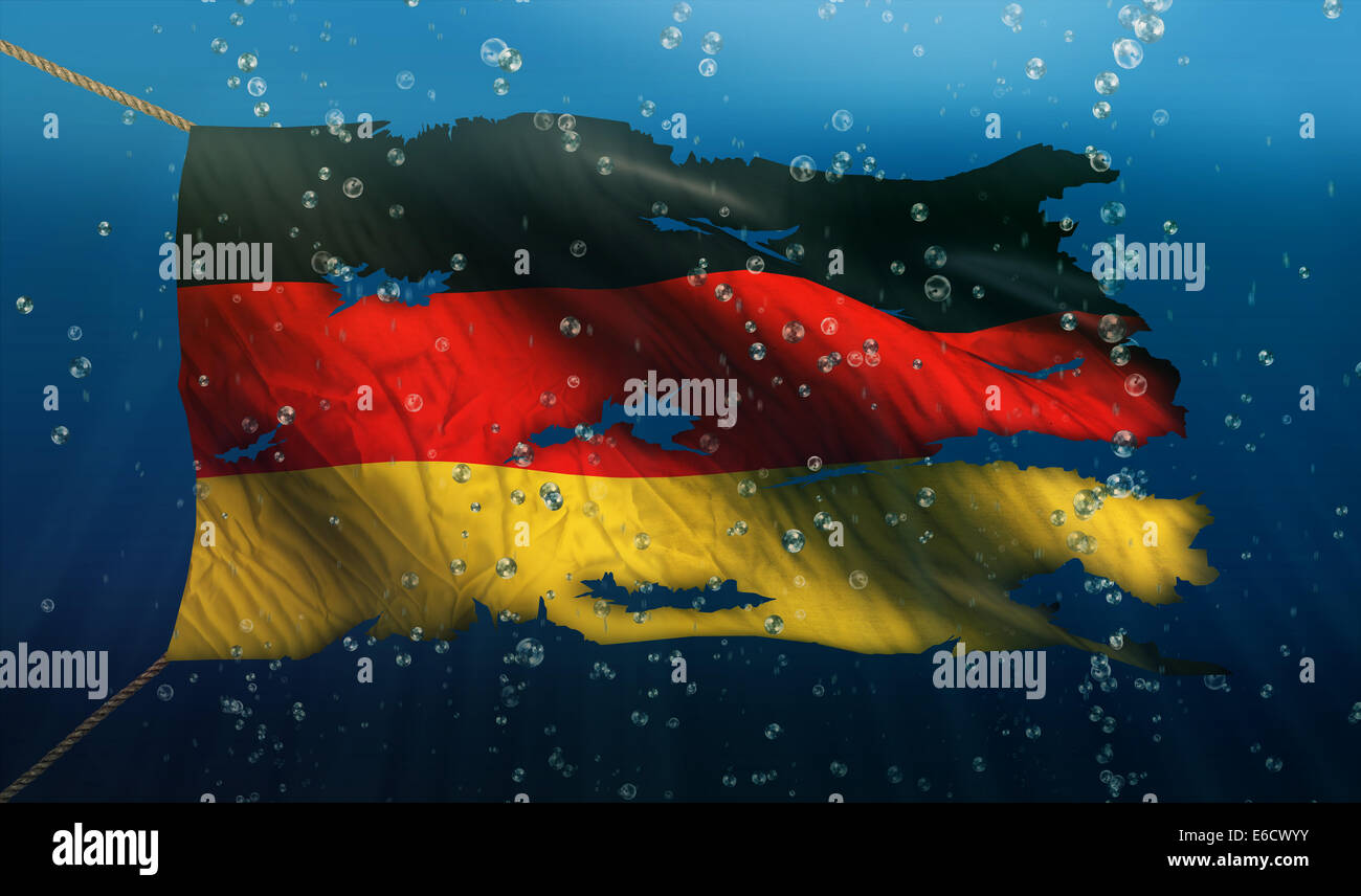 Germany Under Water Sea Flag National Torn Bubble 3D Stock Photo