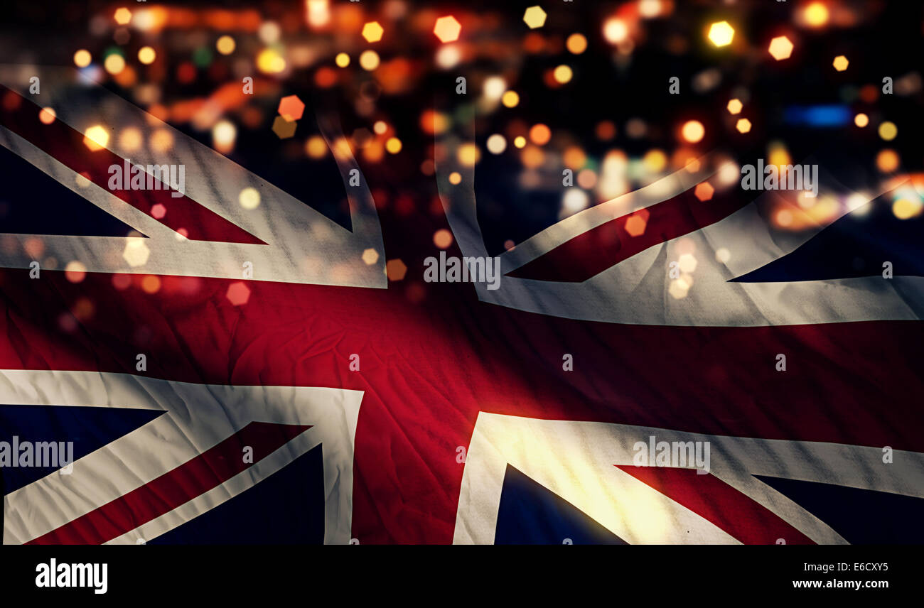England UK National Flag Light Night Bokeh Abstract Background Stock ...