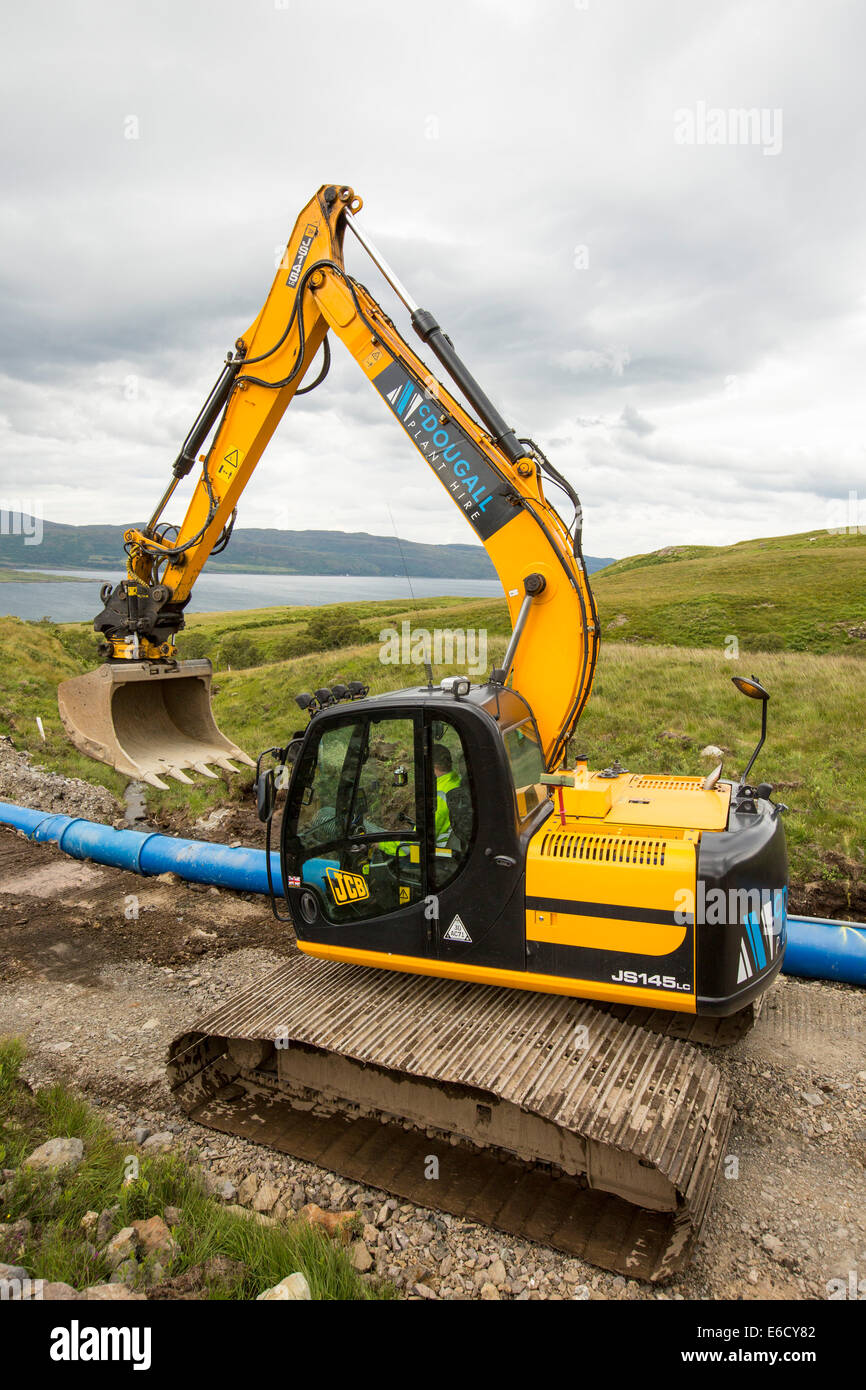 A 700 Kw hydro power plant being constructed on the slopes of Ben more, Isle of Mull, Scotland, UK. Stock Photo