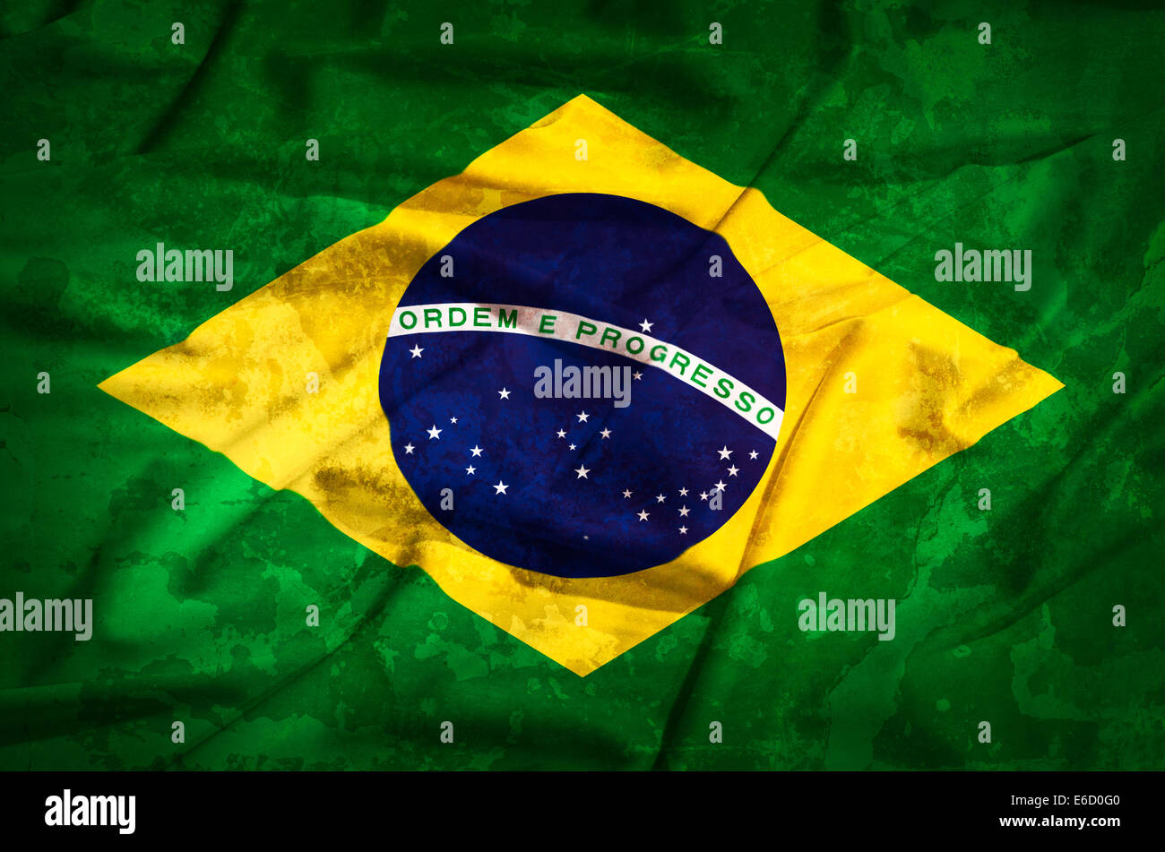 Brasil grunge flag on a silk drape waving Stock Photo