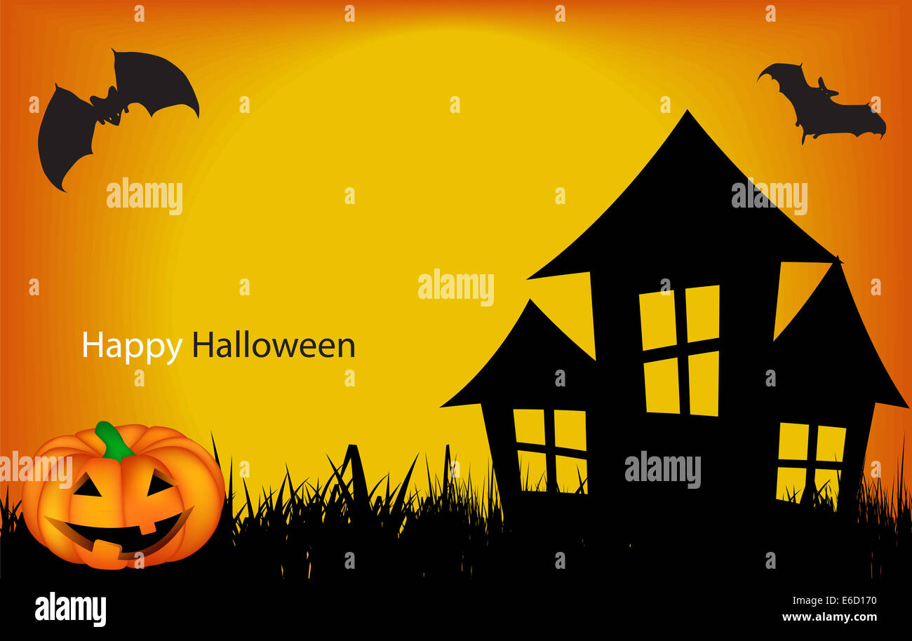 Halloween Background with Pumpkin Vector Illustration Stock Photo - Alamy