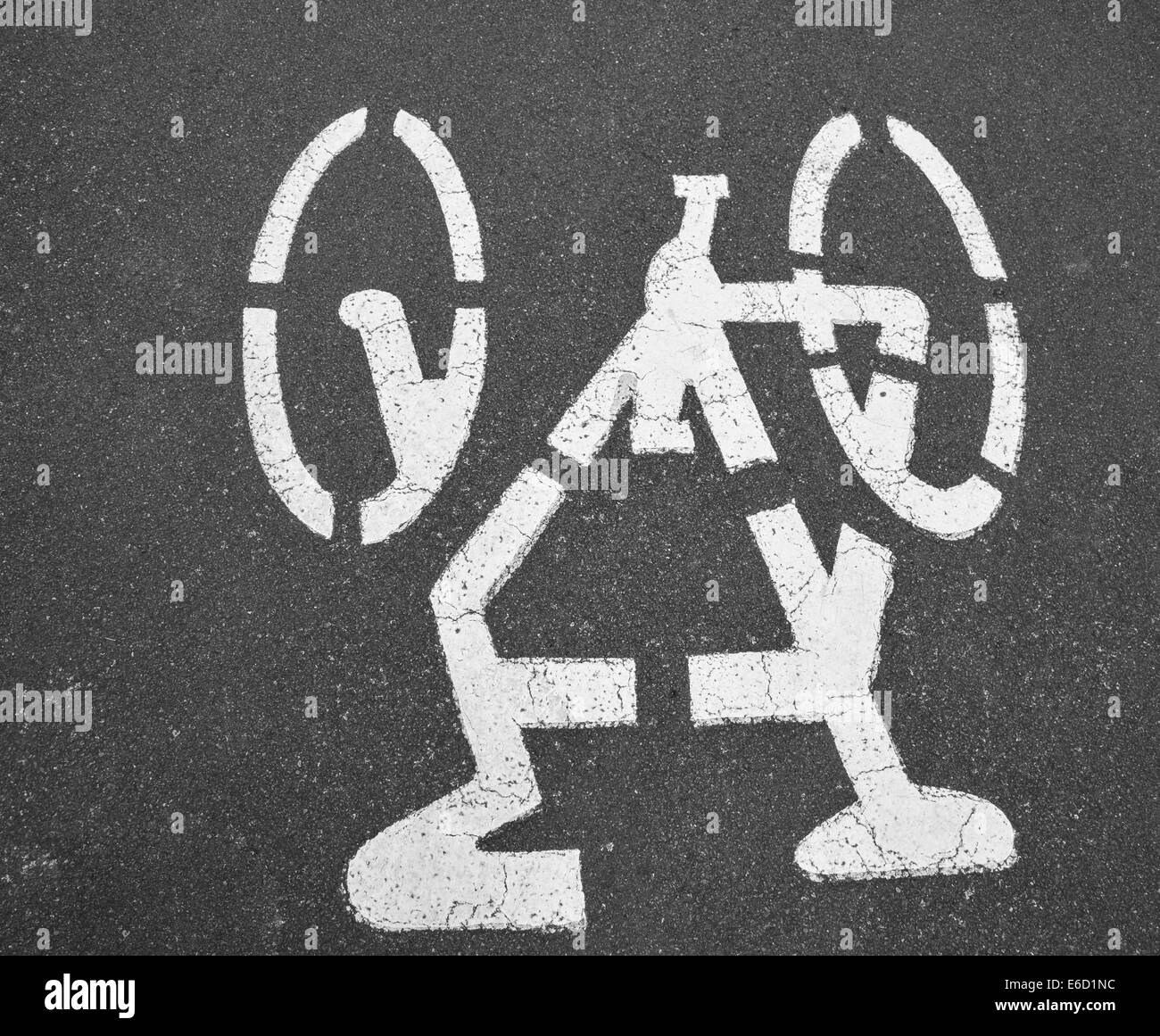 bike sign on road Stock Photo