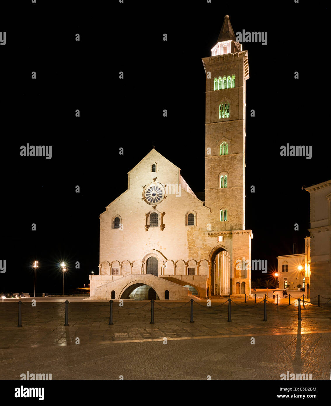 Night scene, Romanesque Cathedral of Trani, 11th century, Bari, Apulia province, Italy Stock Photo