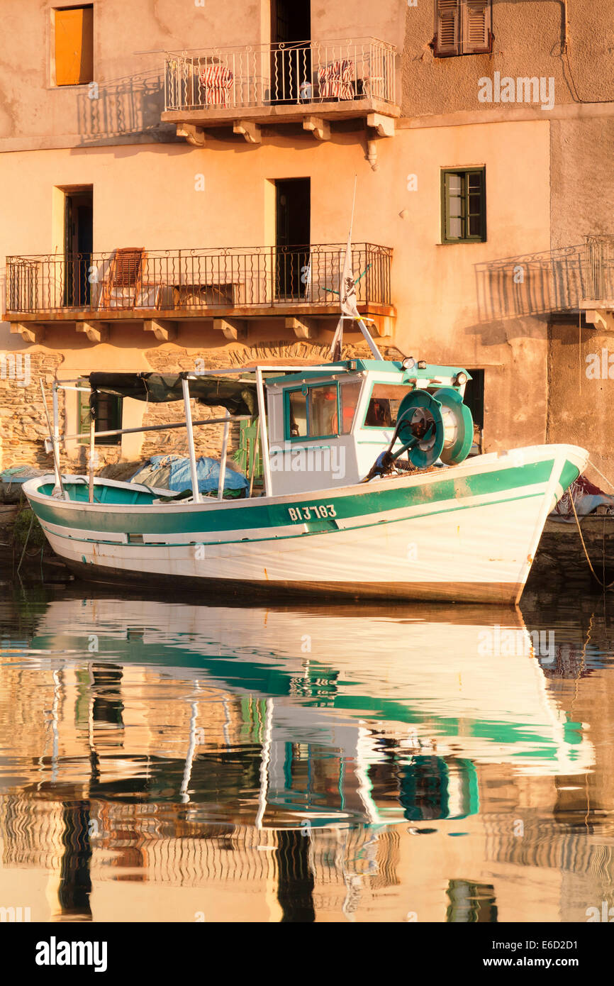 Fishing boat in the harbor of Port de Centuri, Corsica, France Stock Photo