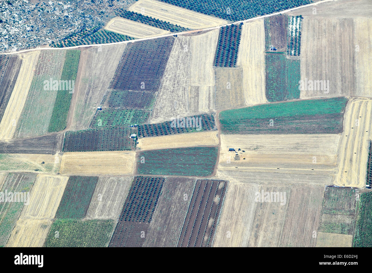 Aerial View of cultivated farmland Photographed in Israel Stock Photo ...