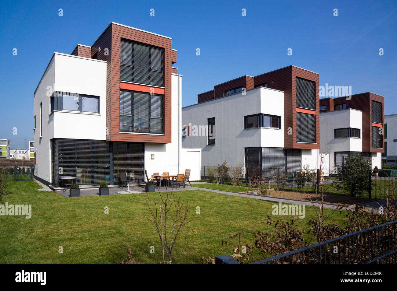 Family house, modern architecture in the Bauhaus style, Riedenberg, Frankfurt am Main, Hesse, Germany Stock Photo