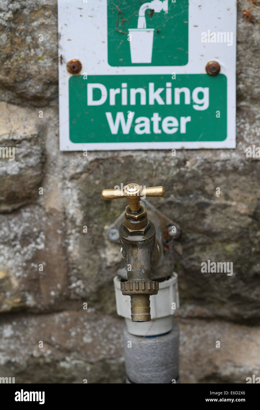 Outdoor brass drinking water tap Stock Photo Alamy