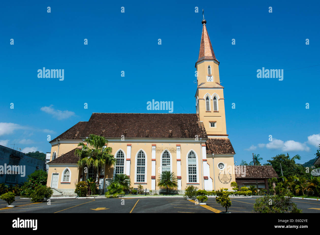 Lutheranian church in the German-speaking town of Pomerode, Santa Catarina, Brazil Stock Photo