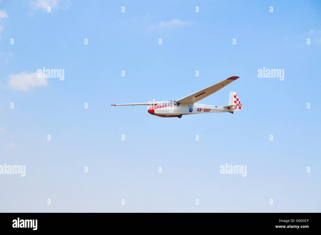 Glider lands at an airstrip Photographed at Rosh Pinna Israel Stock