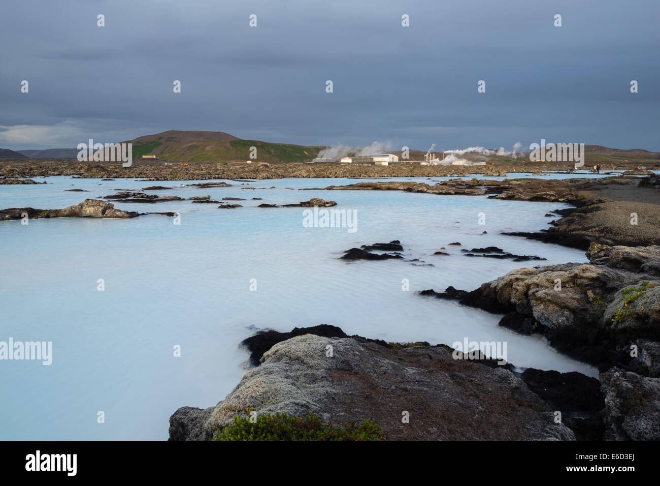 Landscape around the Blue Lagoon, in the southwest of Iceland, near to the capital, Reykjavikm with volcanic rocks and geotherma Stock Photo
