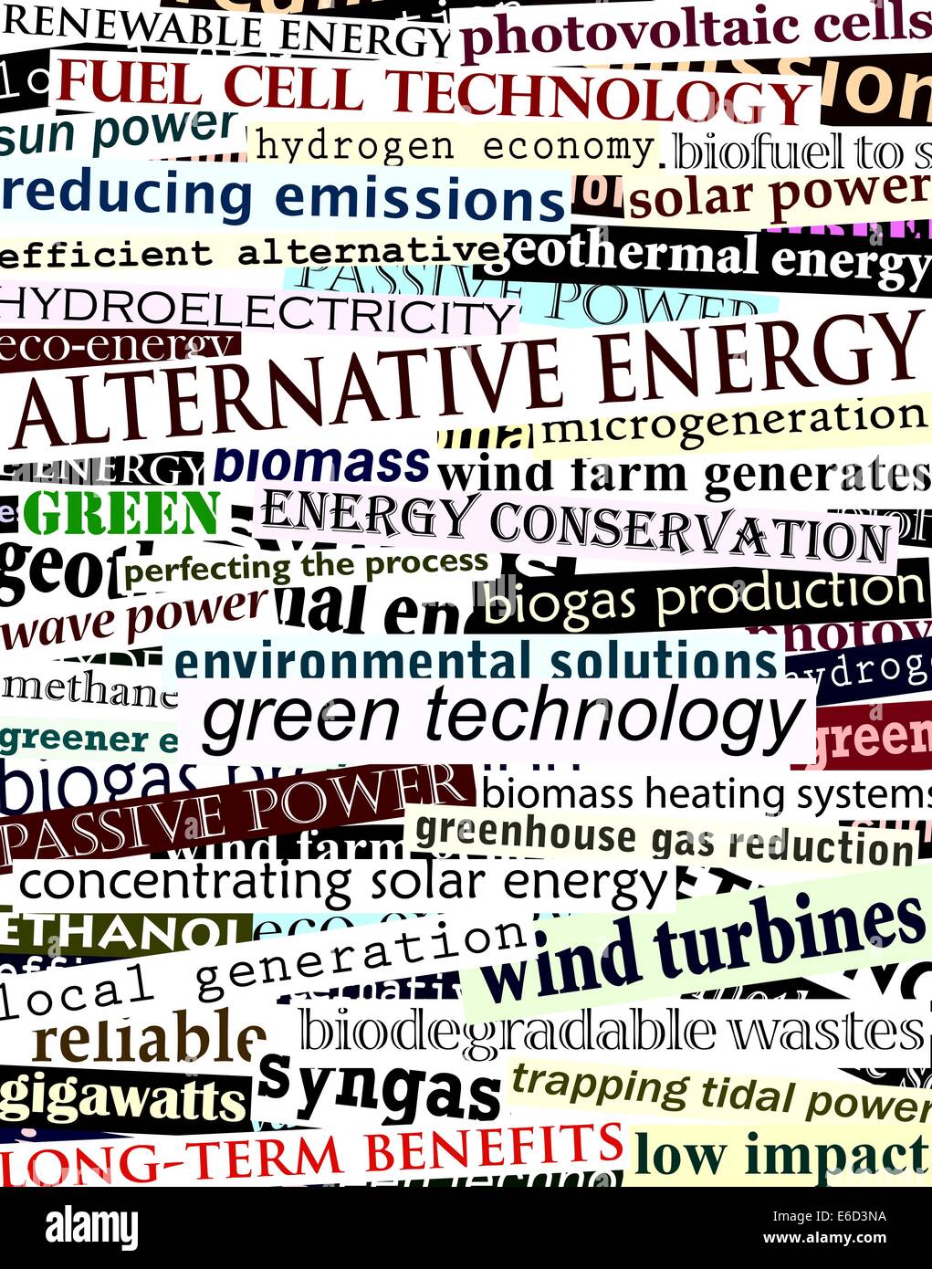 Background editable vector illustration of alternative energy newspaper headlines Stock Vector