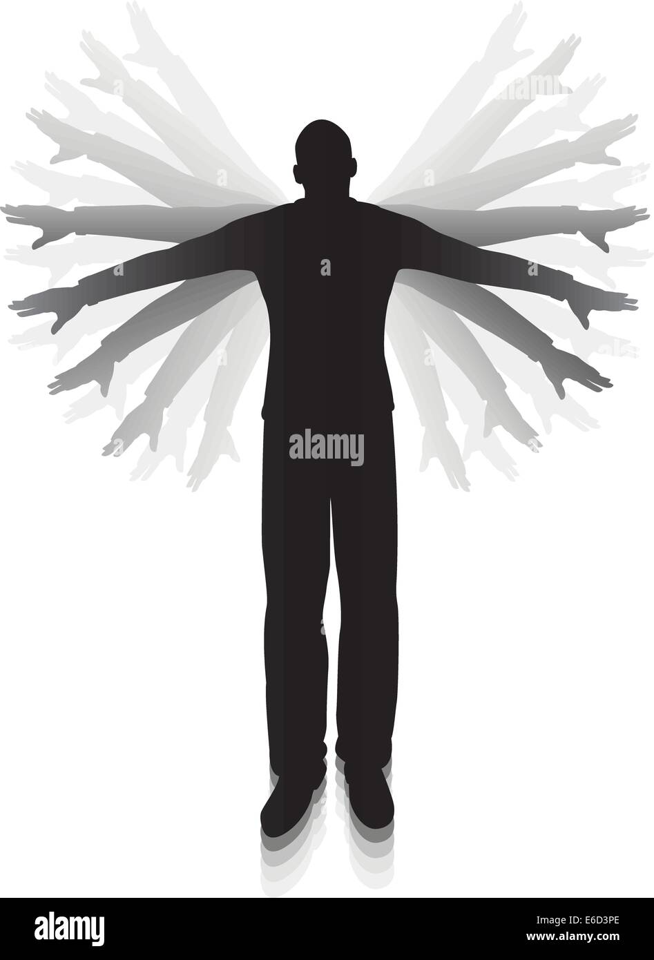 Editable vector silhouette of a man flapping his arms trying to fly Stock Vector Image & Art Alamy