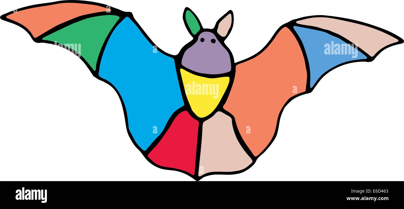 Colorful bat illustration with clipping path Stock Vector