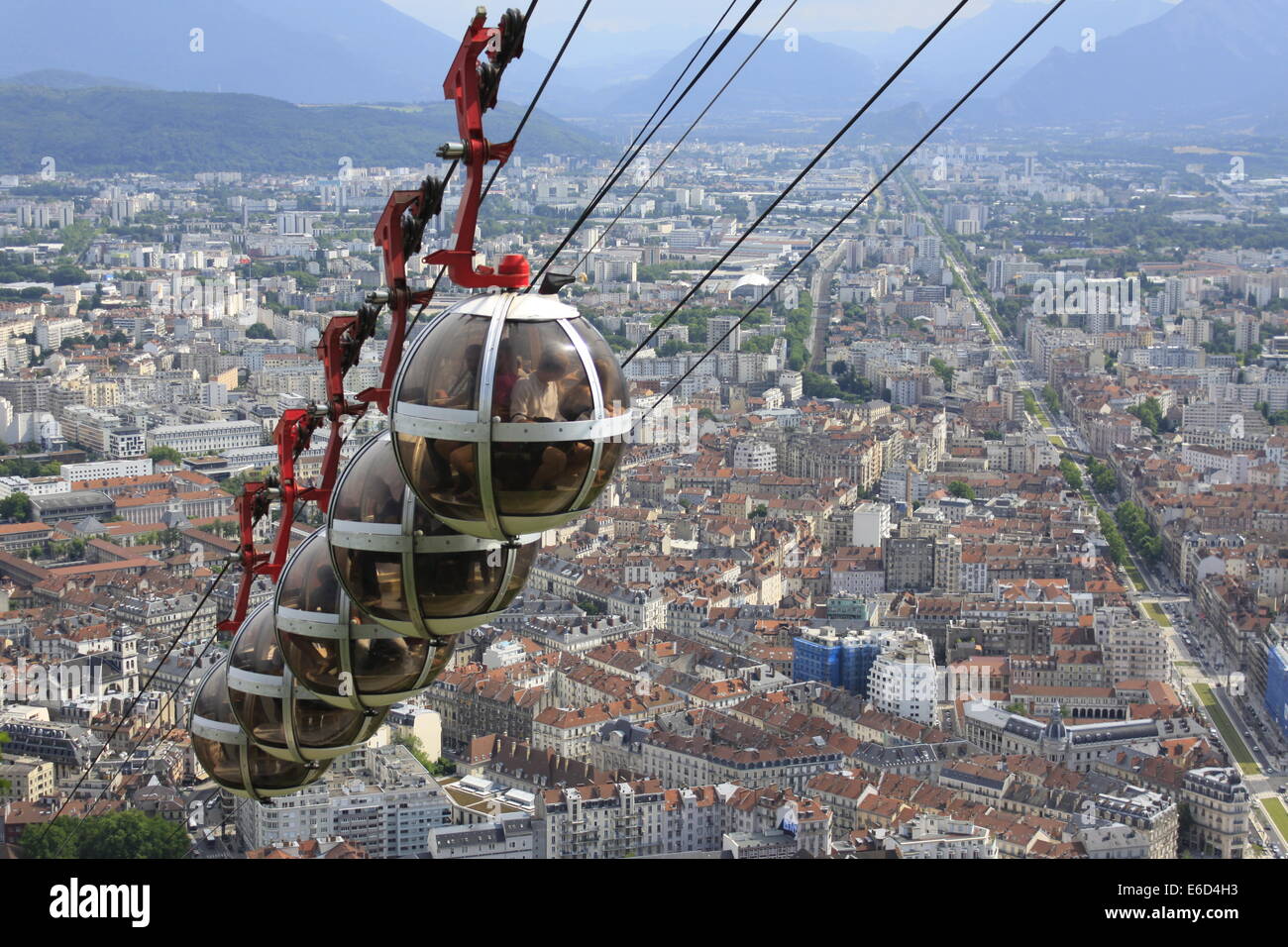Cable car and view of the city of Grenoble Stock Photo Alamy