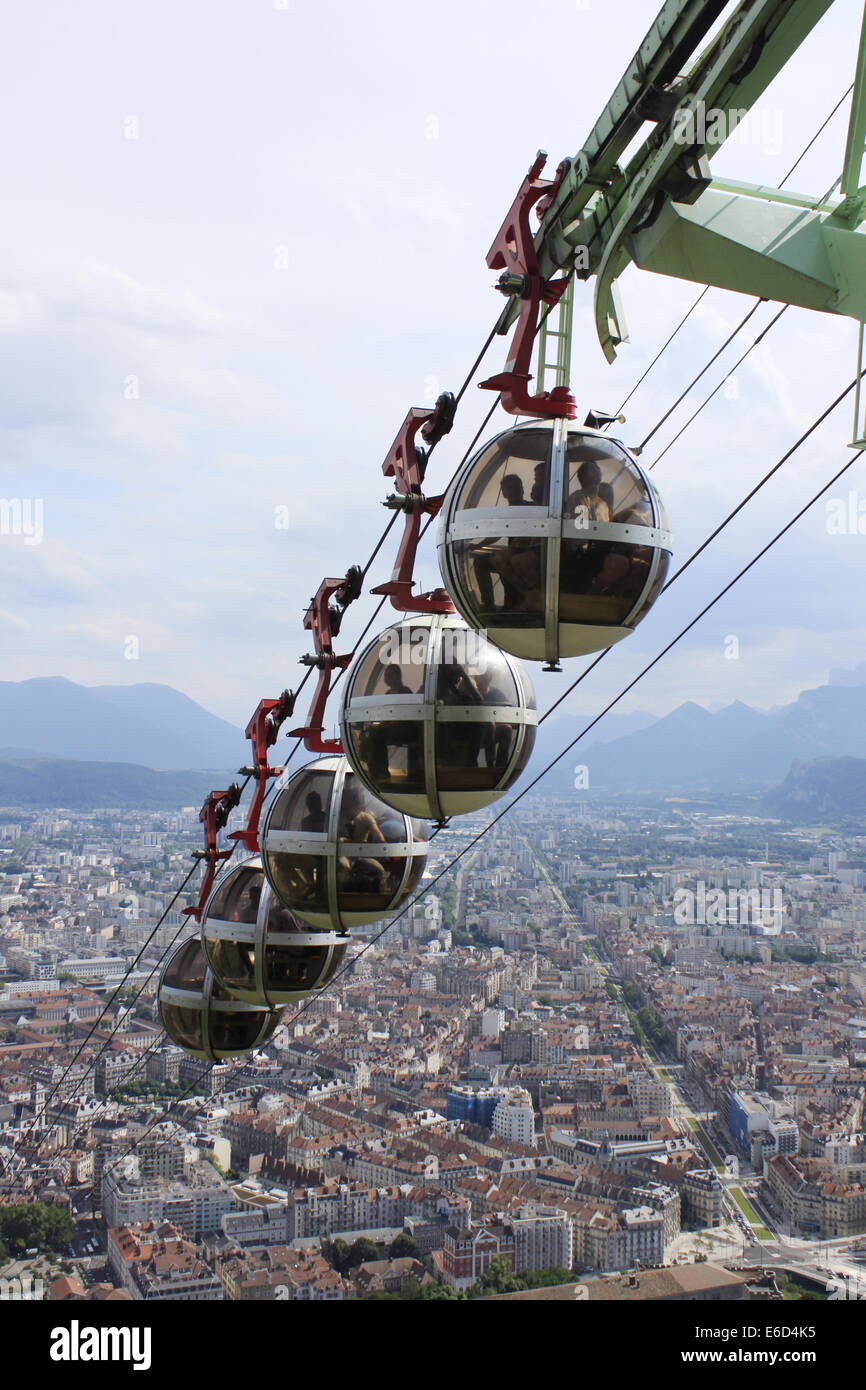 Cable car and view of the city of Grenoble Stock Photo Alamy