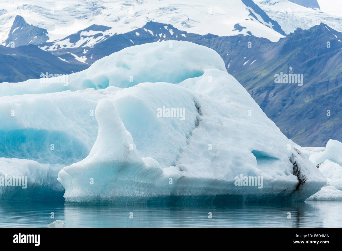 View of one of the icebergs in the Jökulsárlón glacial lagoon in southeastern Iceland. Stock Photo