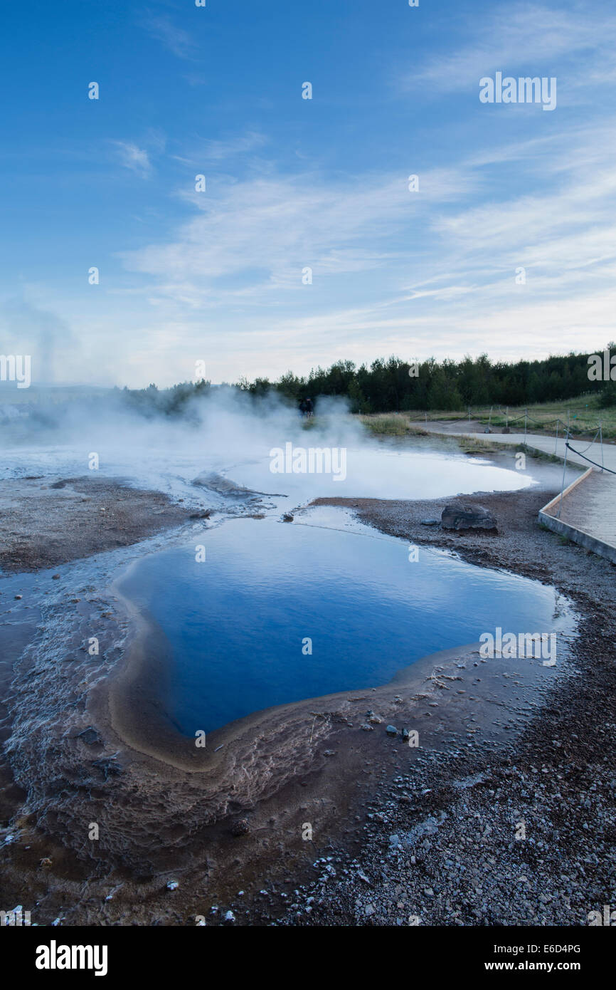 Bioluminescent, geothermal pools next to the Strokkur geyser. Stock Photo