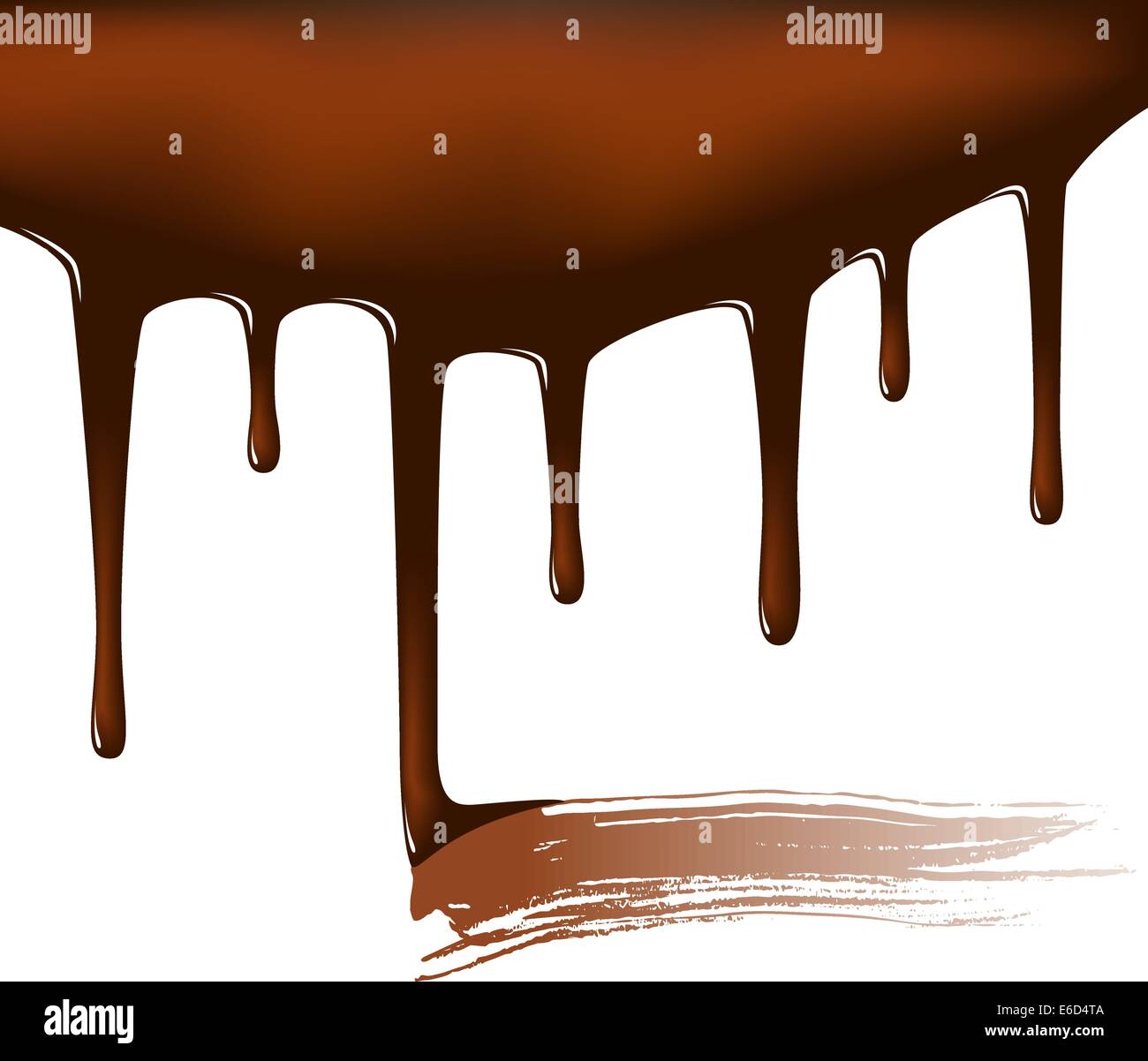 Editable vector illustration of dripping chocolate sauce with a smear where it has been tasted Stock Vector