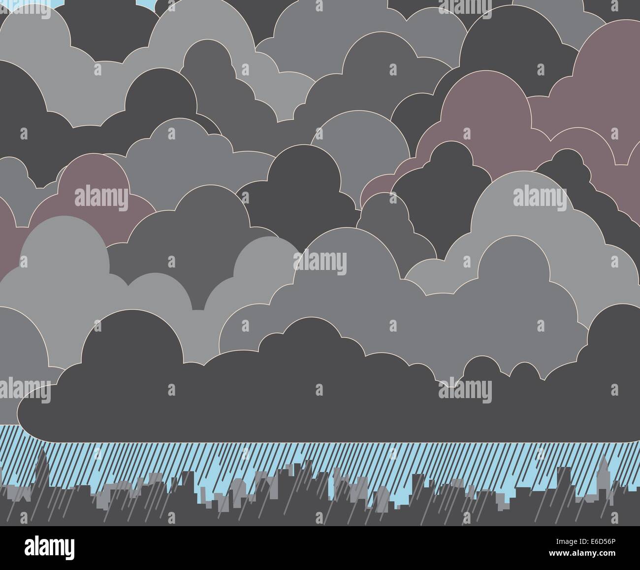 Editable vector illustration of clouds and rain Stock Vector