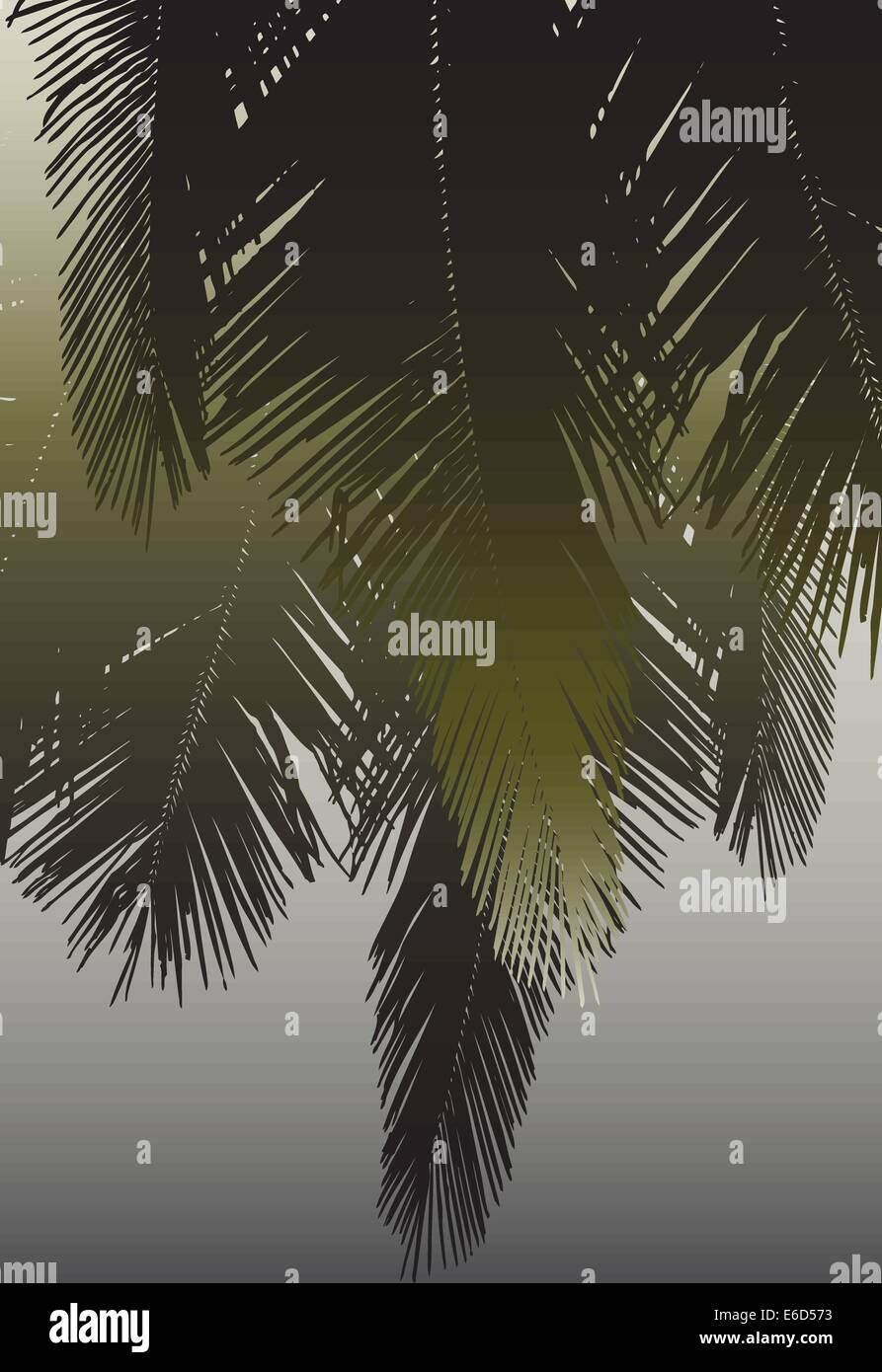 Vector design of hanging coconut palm fronds Stock Vector