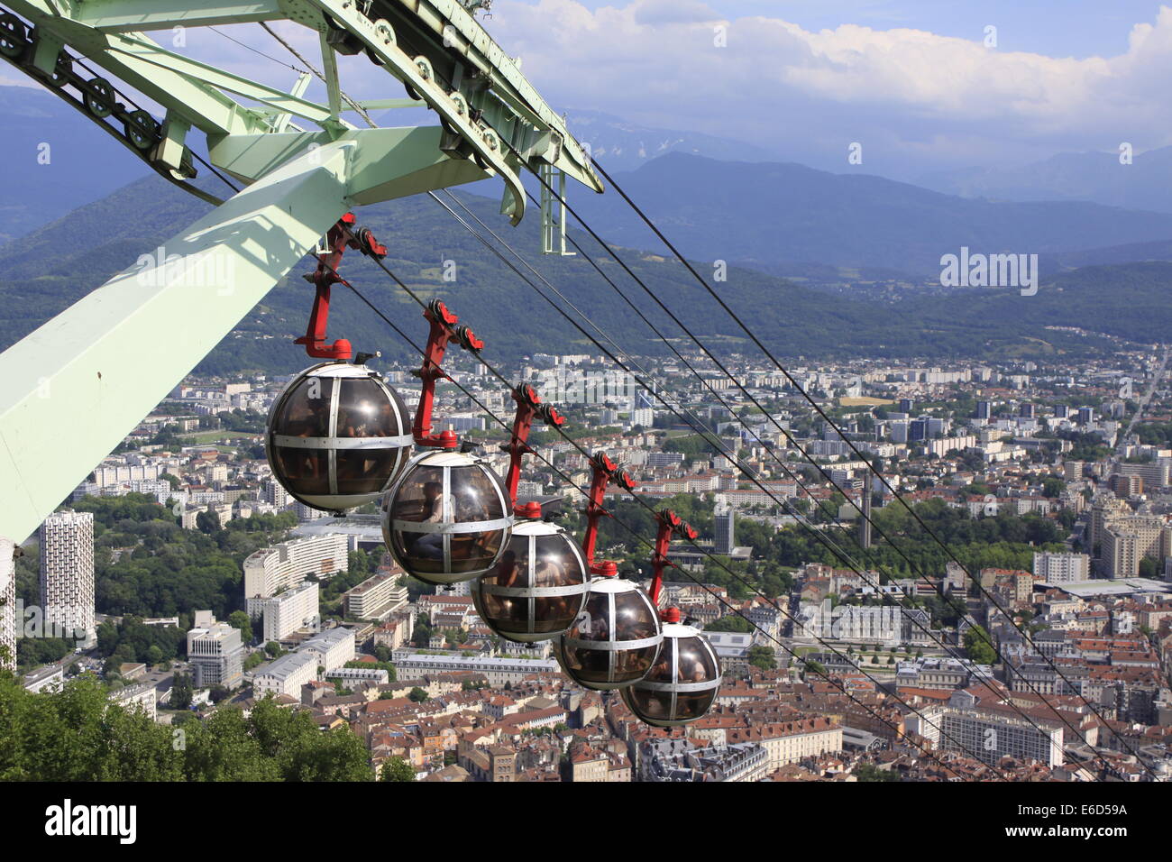 Cable car and view of the city of Grenoble Stock Photo Alamy