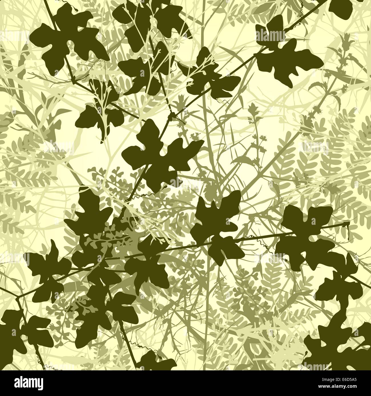 Editable vector seamless tile of tangled plants Stock Vector