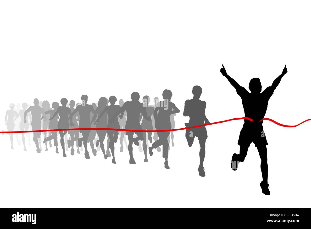 Editable vector illustration of the winner of a race with all figures as separate objects Stock Vector