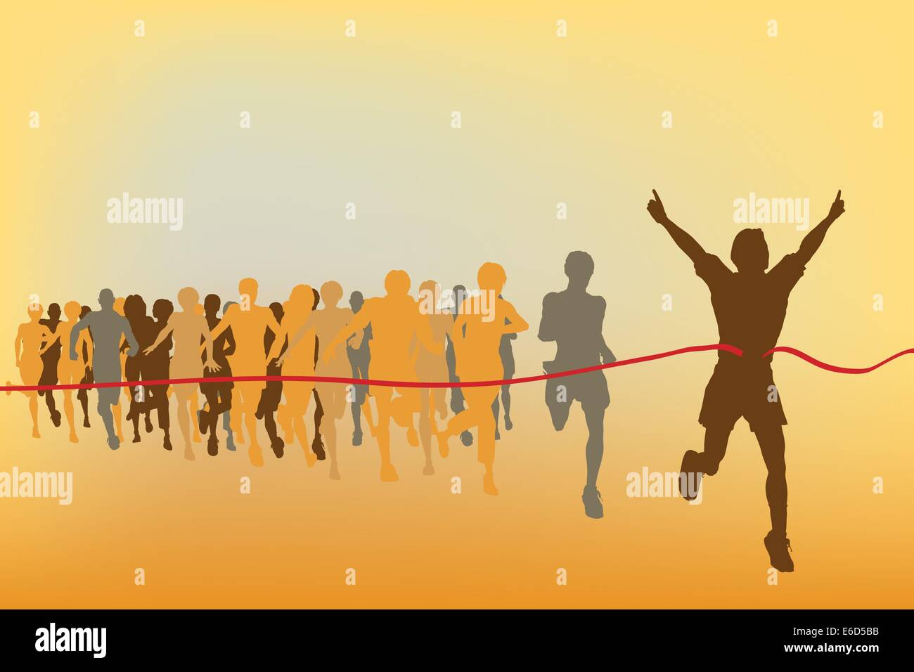 Editable vector illustration of the winner of a race with all figures as separate objects Stock Vector