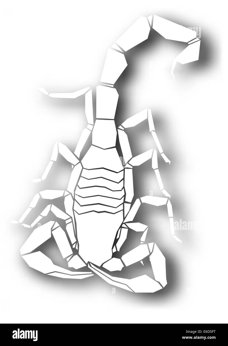 Editable vector design of a cutout scorpion with shadow made using a gradient mesh Stock Vector