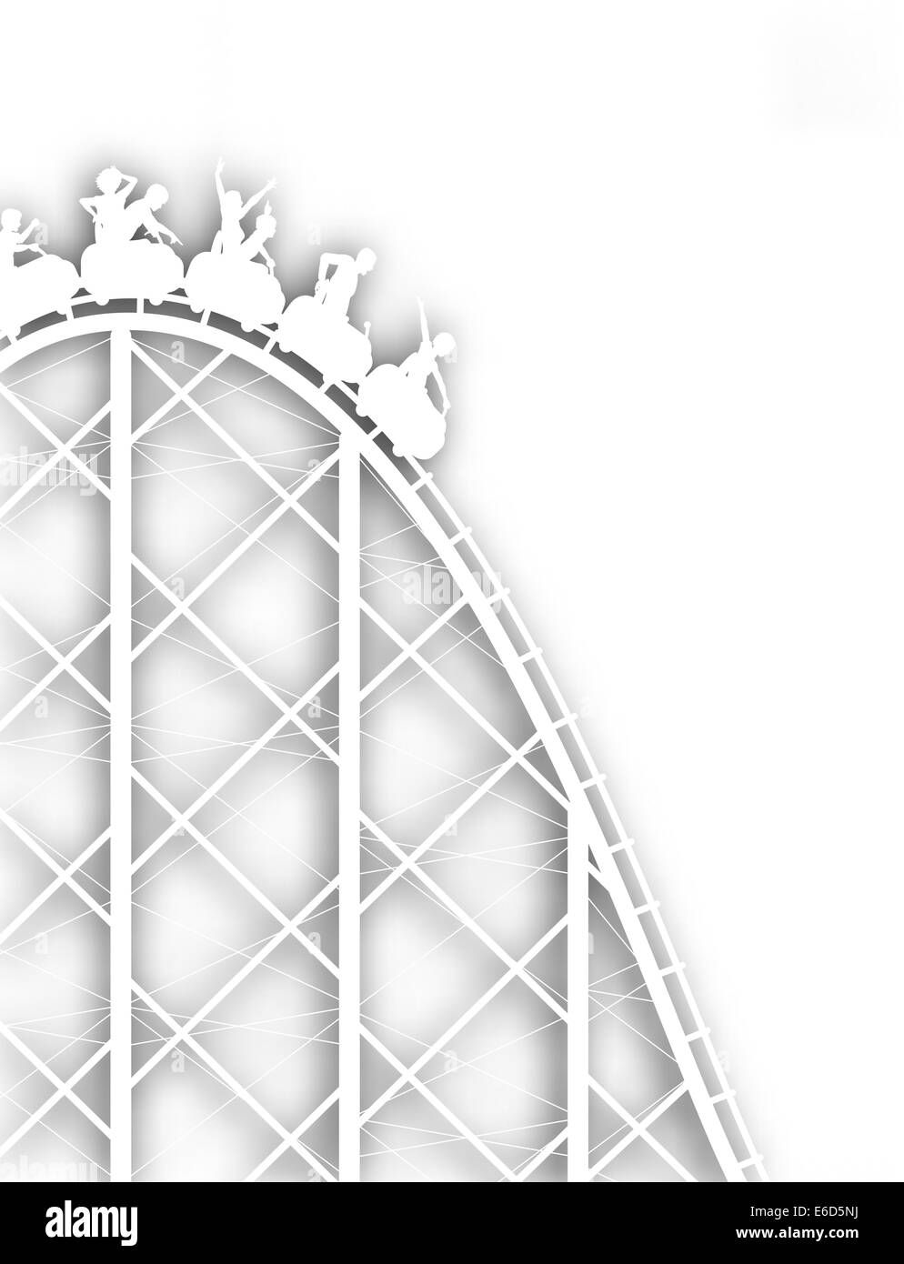 Editable vector cutout silhouette of a steep rollercoaster ride with background shadow made using a gradient mesh Stock Vector