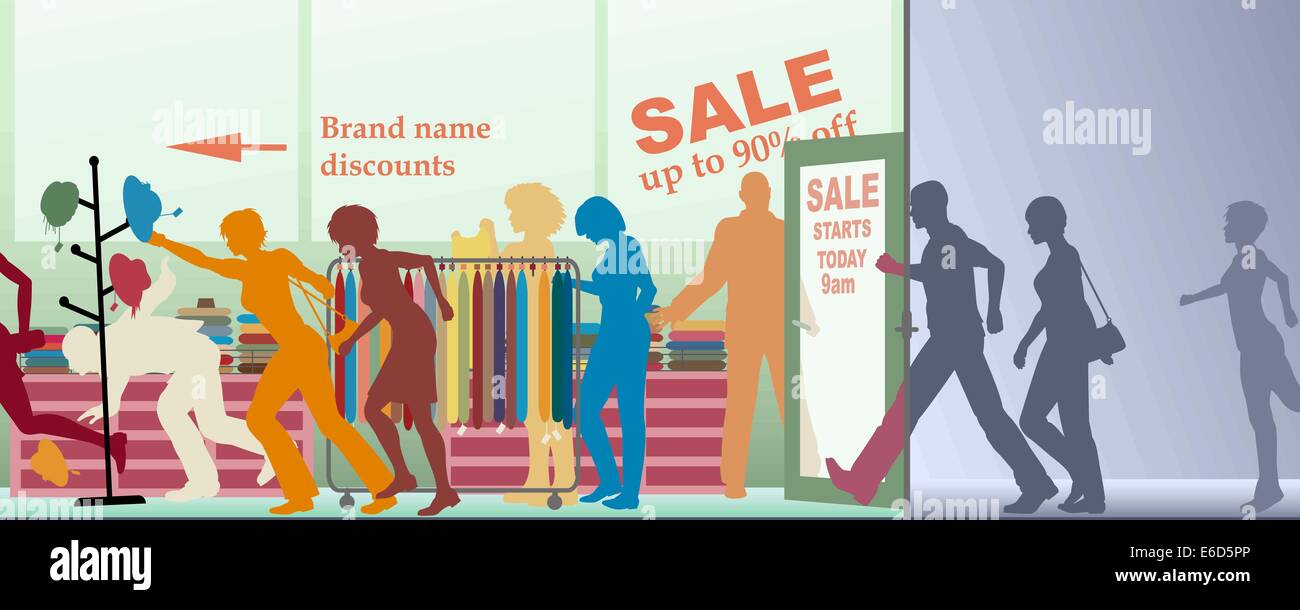 Editable vector illustration of a sale opening at a store Stock Vector
