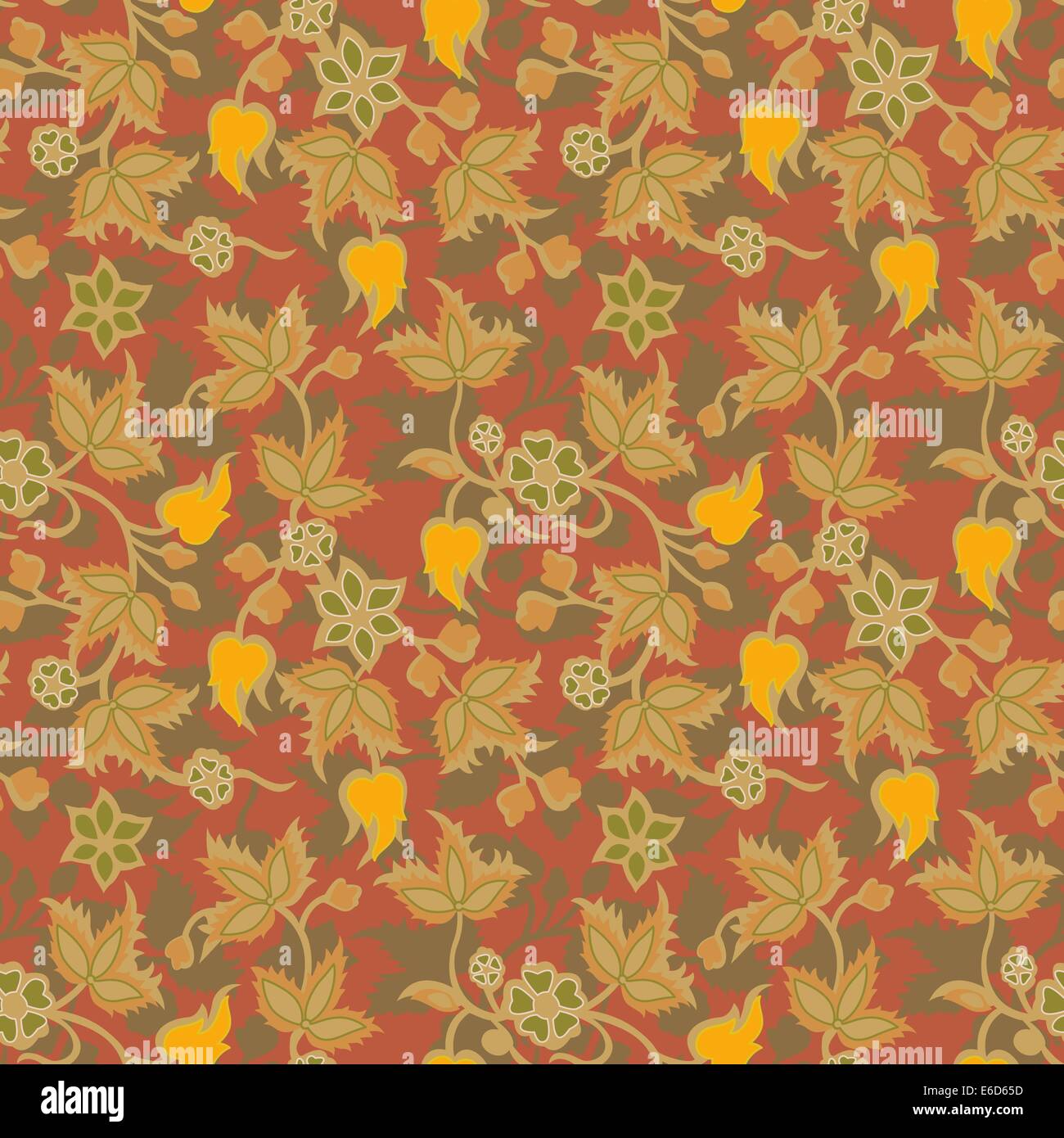 Editable vector seamless tile of floral wallpaper Stock Vector