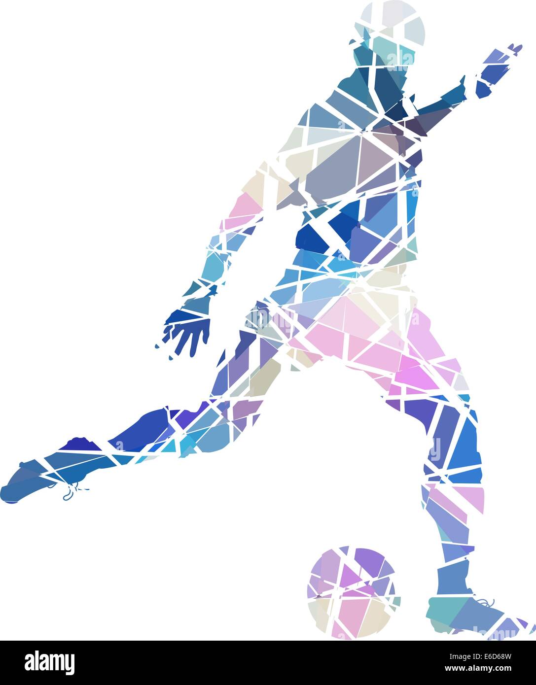 Editable vector mosaic illustration of a man kicking a football Stock Vector