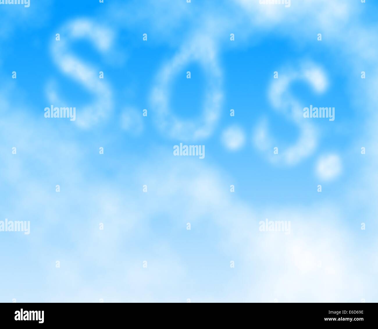 Editable vector illustration of an SOS message written in the sky made using a gradient mesh Stock Vector