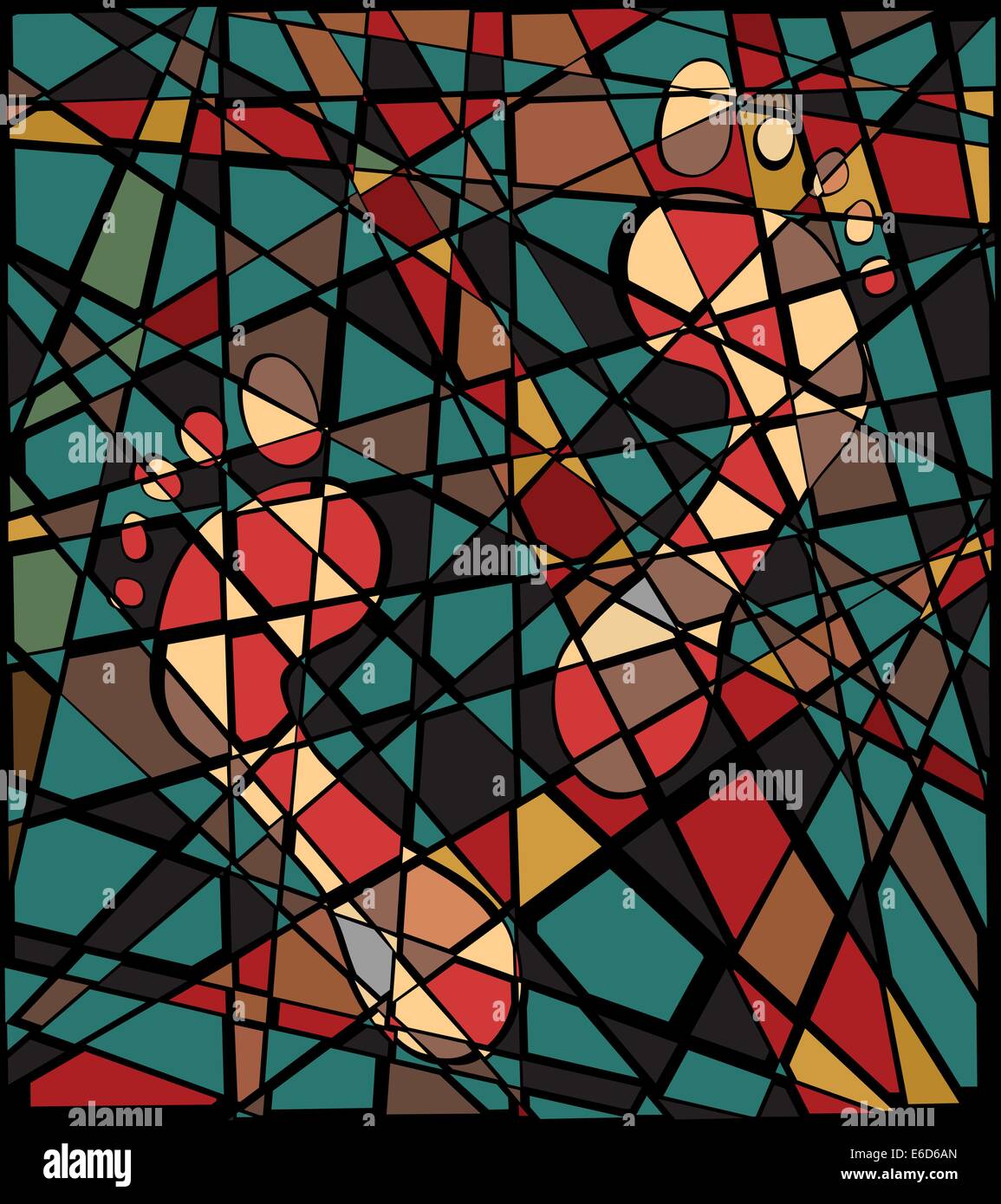 Editable vector mosaic illustration of colorful human footprints Stock Vector