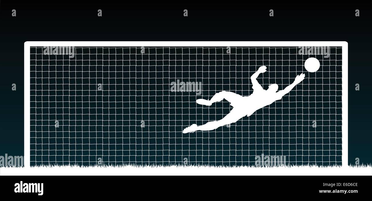 Editable vector illustration of a soccer goalkeeper making a save Stock Vector