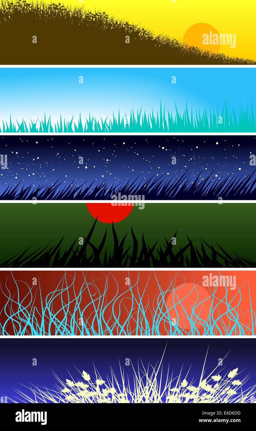 Set of editable vector banners of grass foregrounds Stock Vector Image ...