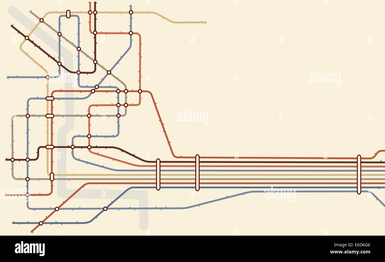 Editable vector map of a generic subway system with copy space Stock Vector