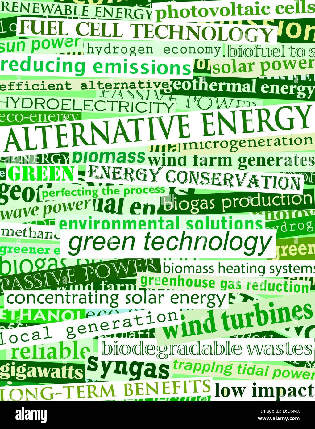 Background editable vector illustration of green headlines about alternative energy Stock Vector